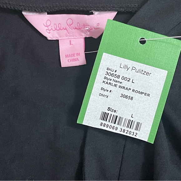 Lilly Pulitzer Black Karlie Wrap Romper NWT Large - Picture 5 of 10
